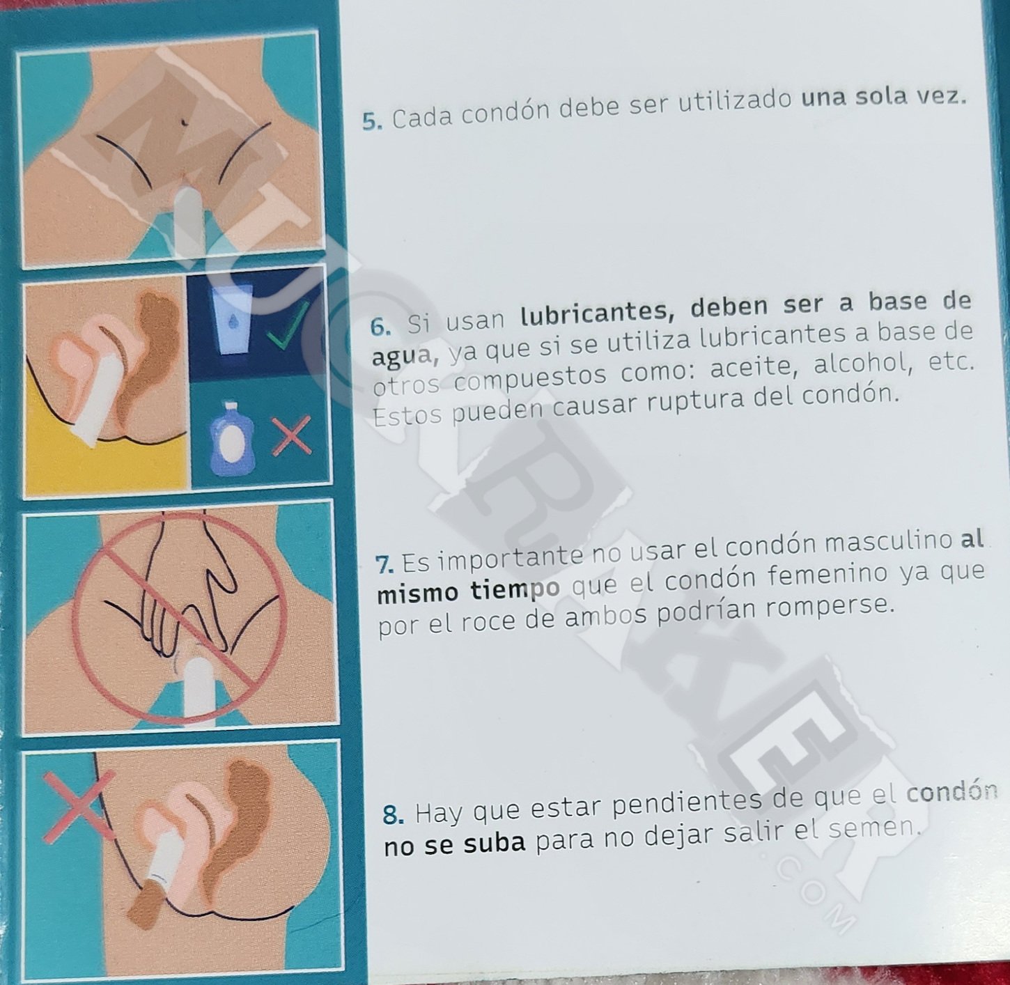 The 3rd page of an IOM condom instruction pamphlet