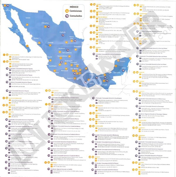 A map of consulates in Mexico by the IOM