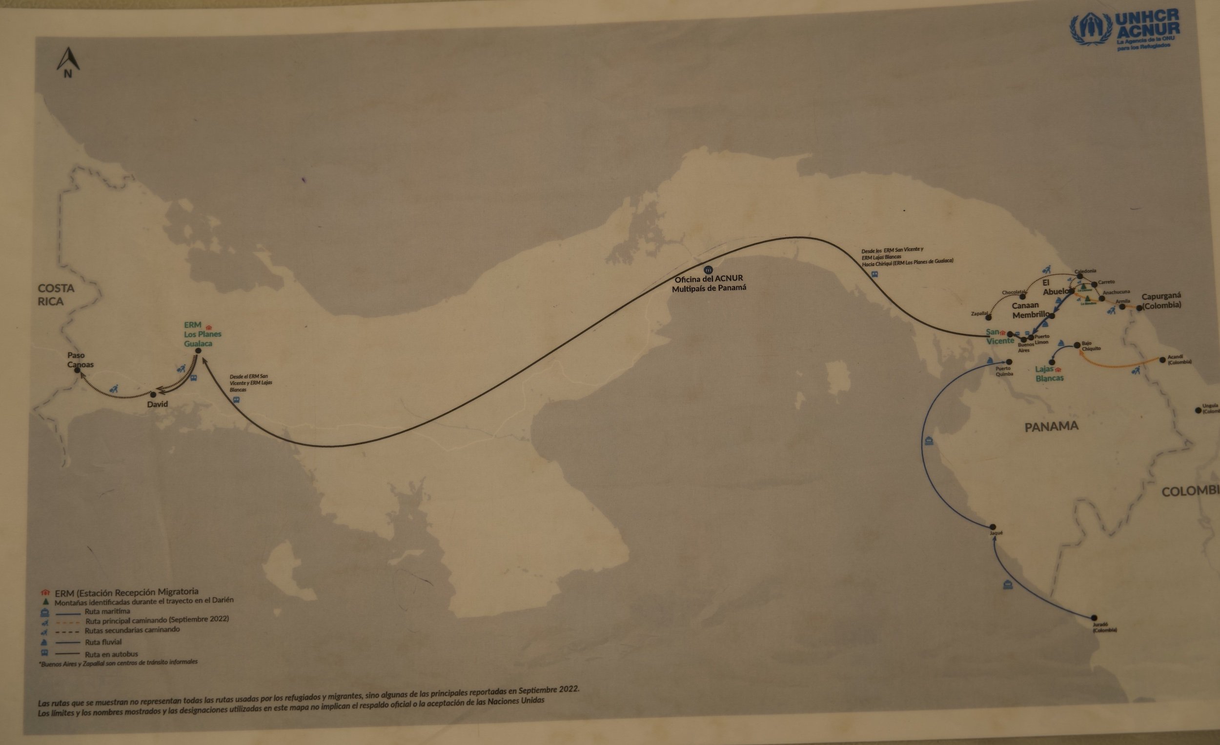 A photo of a UNHCR map of Panama