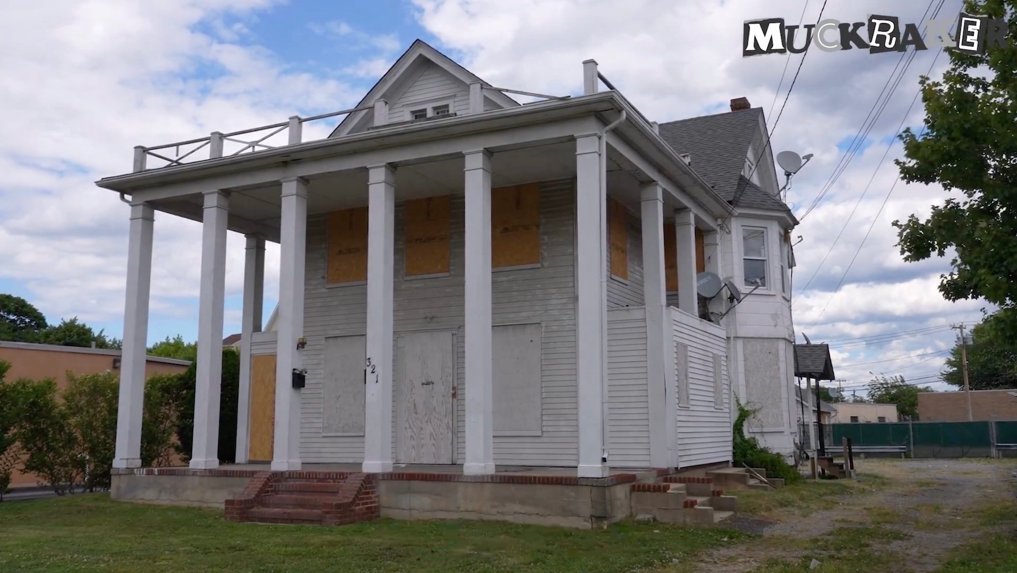 An abandoned house in Amityville, New York, where two unaccompanied alien children were delivered