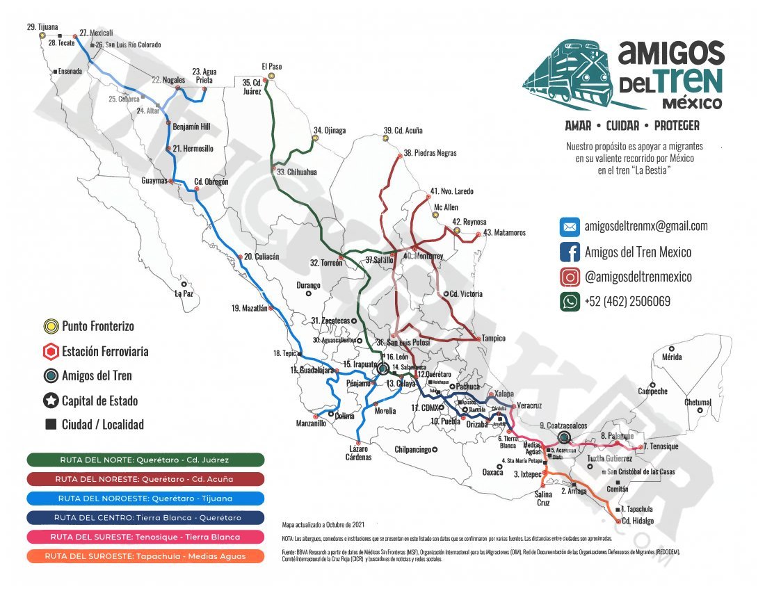 A train route map by Amigos Del Tren