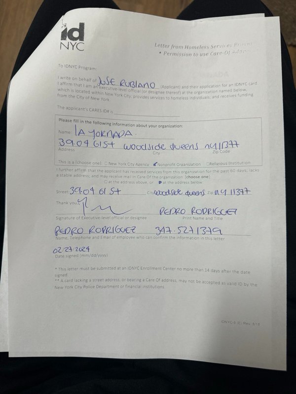 Fraudulent IDNYC document from La Jornada