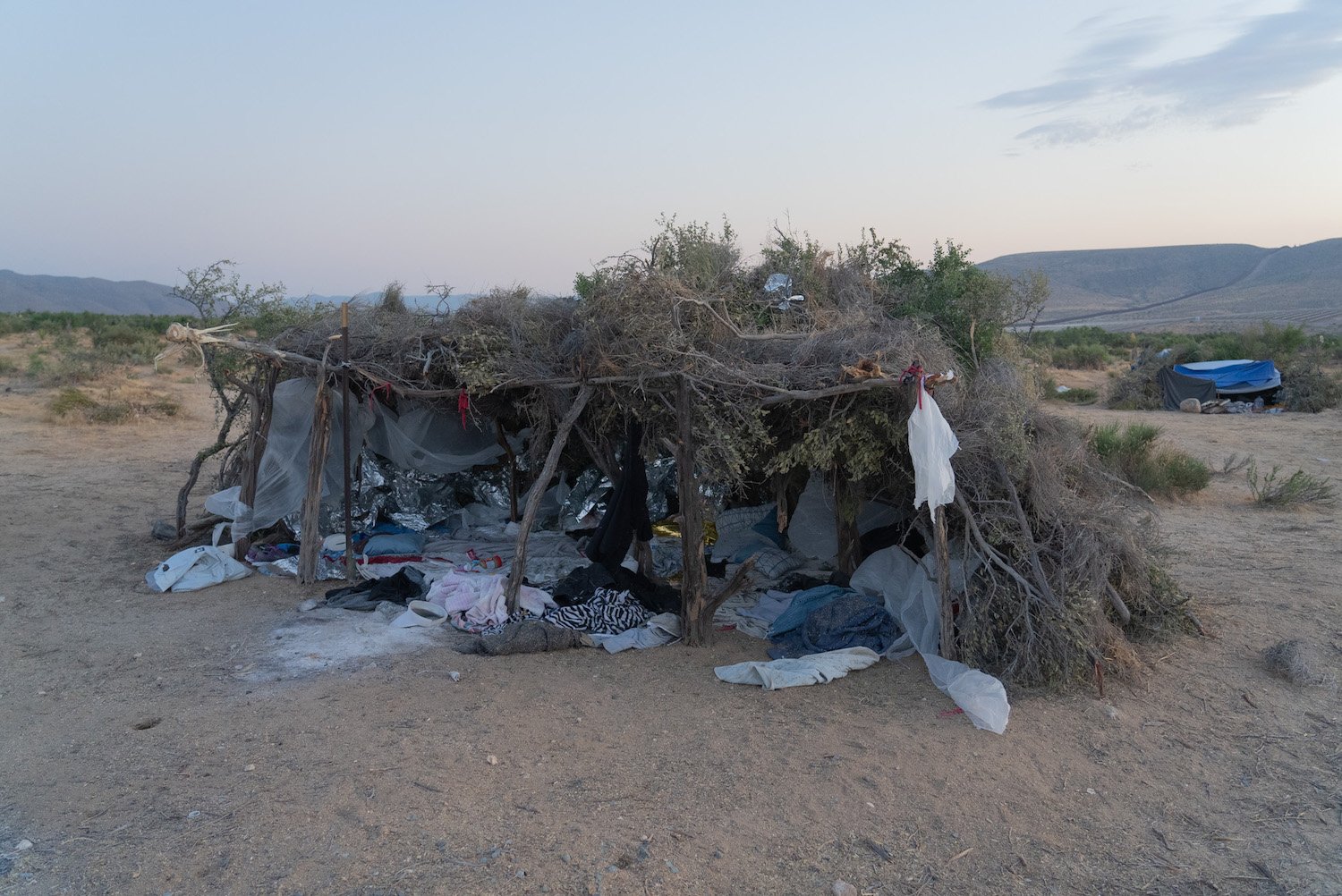 An illegal alien bush hut in Southern California