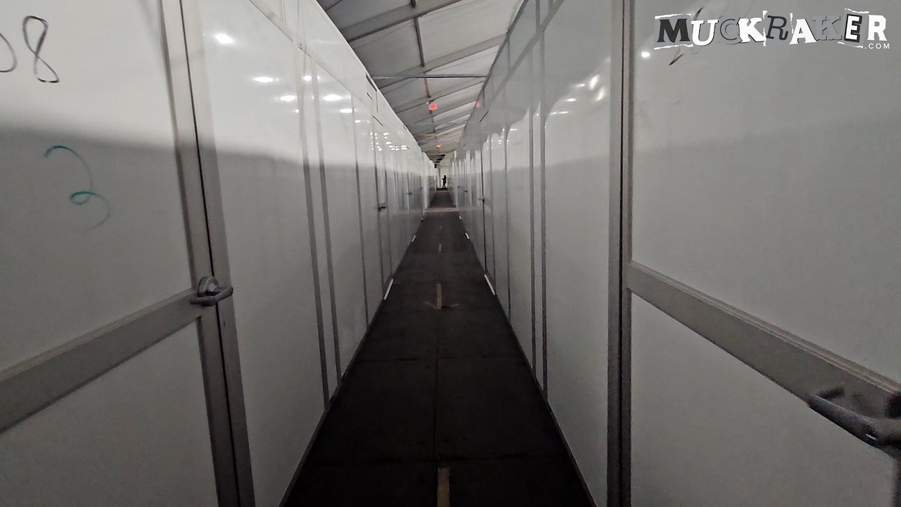 Inside a text compound at Floyd Bennett Field