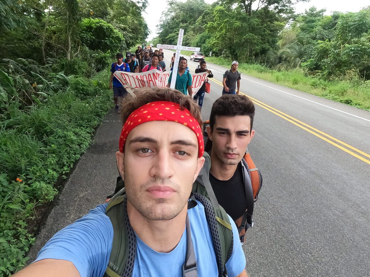 Anthony Rubin and Joshua Rubin leading a caravan of illegal aliens through Mexico