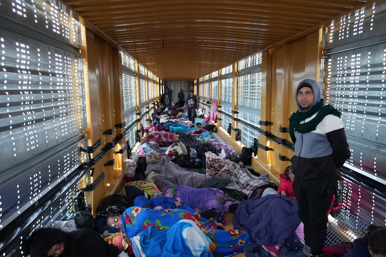 Inside a train car on the Mexican Beast Train