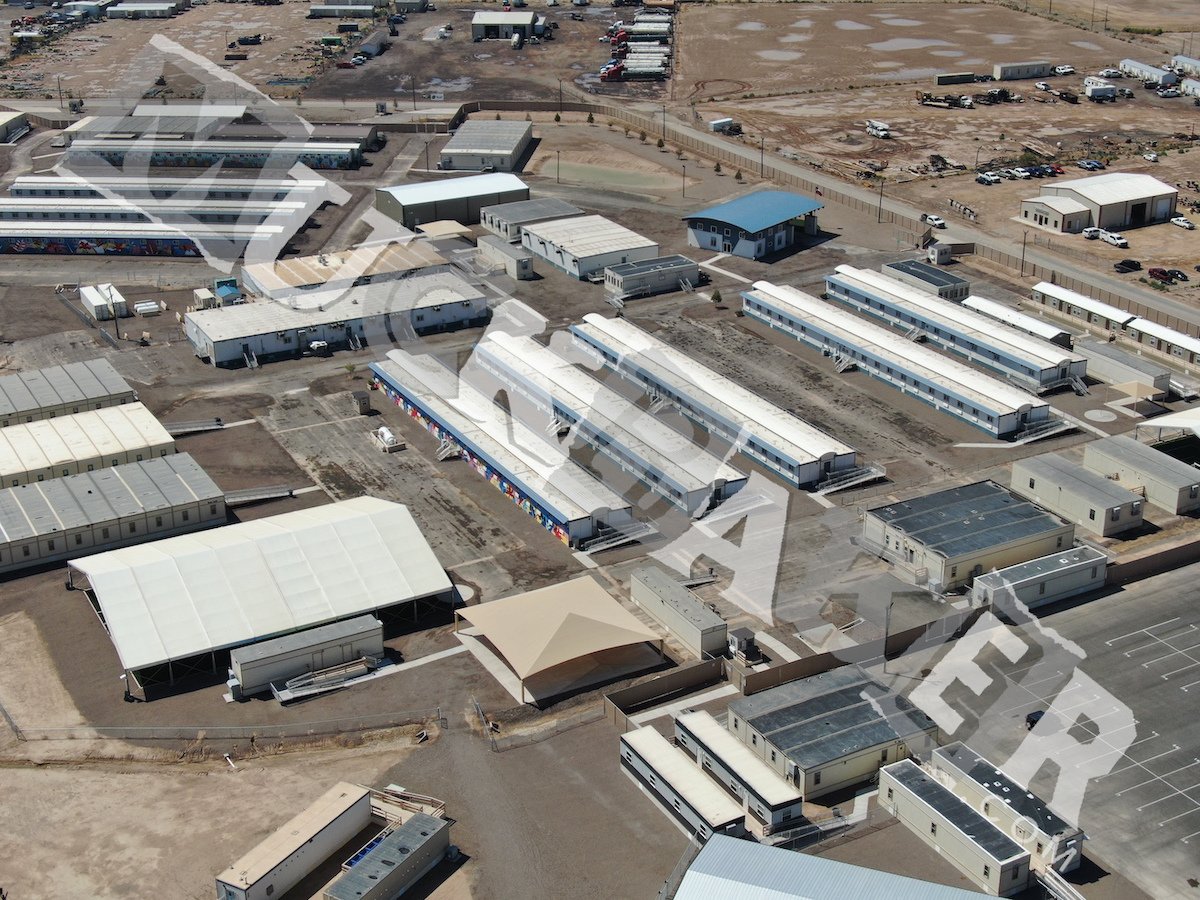 A drone shot of an illegal alien compound in Pecos, Texas